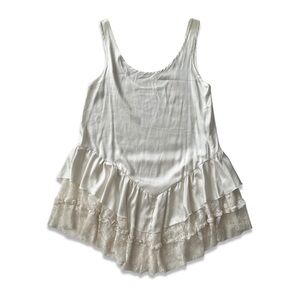 *Sold* White Satin & Lace Bridal Slip Lingerie Night Gown Size S/M